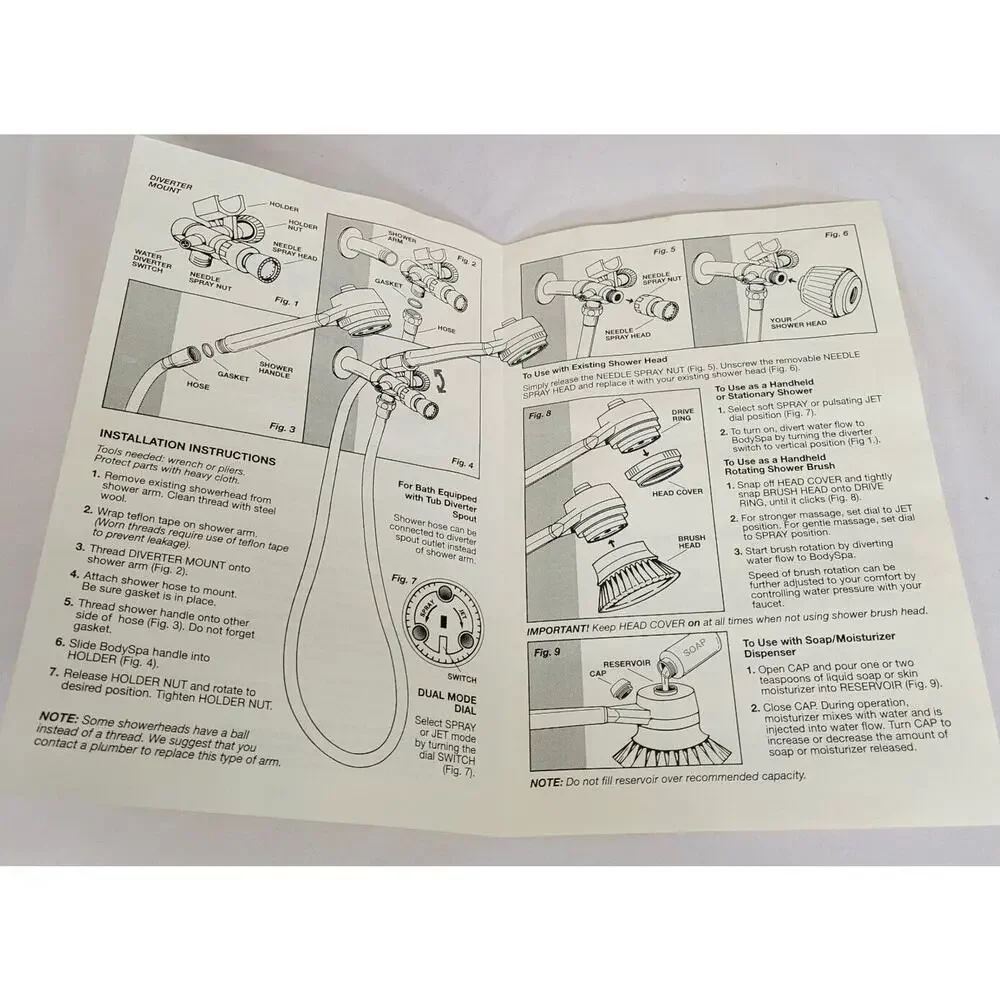 Vintage BodySpa Vortex Interlink Shower System Exfoliate Massage Moisturize NOS